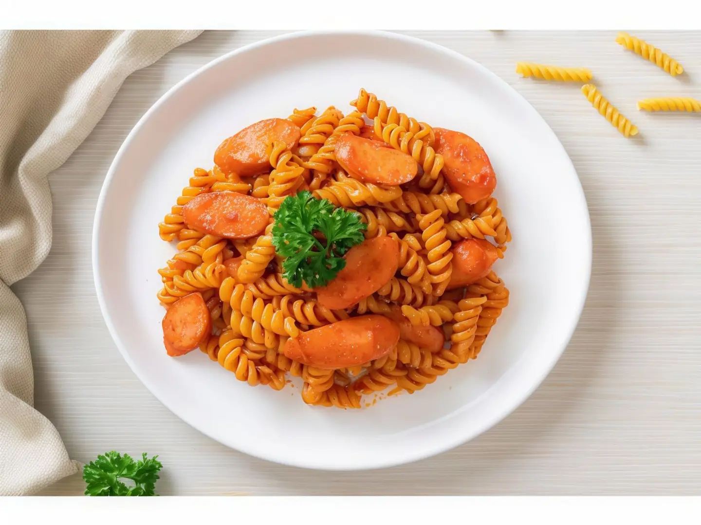 باستا نقانق مع قطع الدجاج