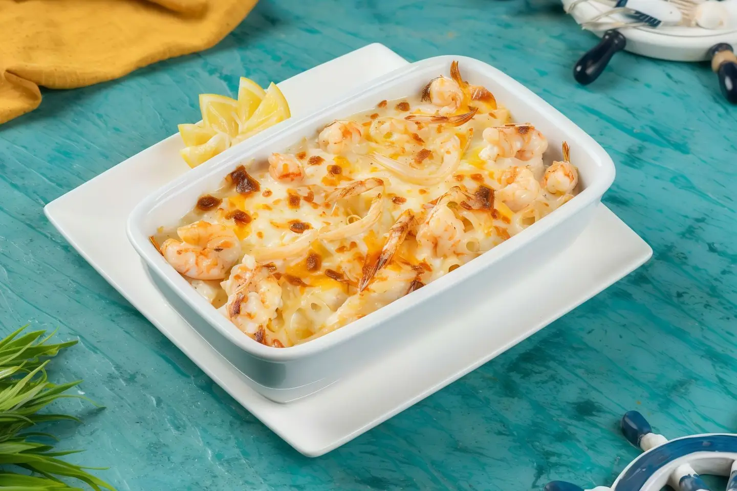 Tray Of Red Pasta With Shrimp