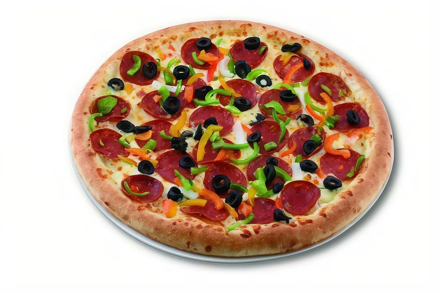 بيتزا ببروني مع خضار كبير