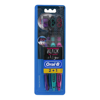 Oral B Toothbrush All Rounder Black Medium Assorted Colours 3Pieces
