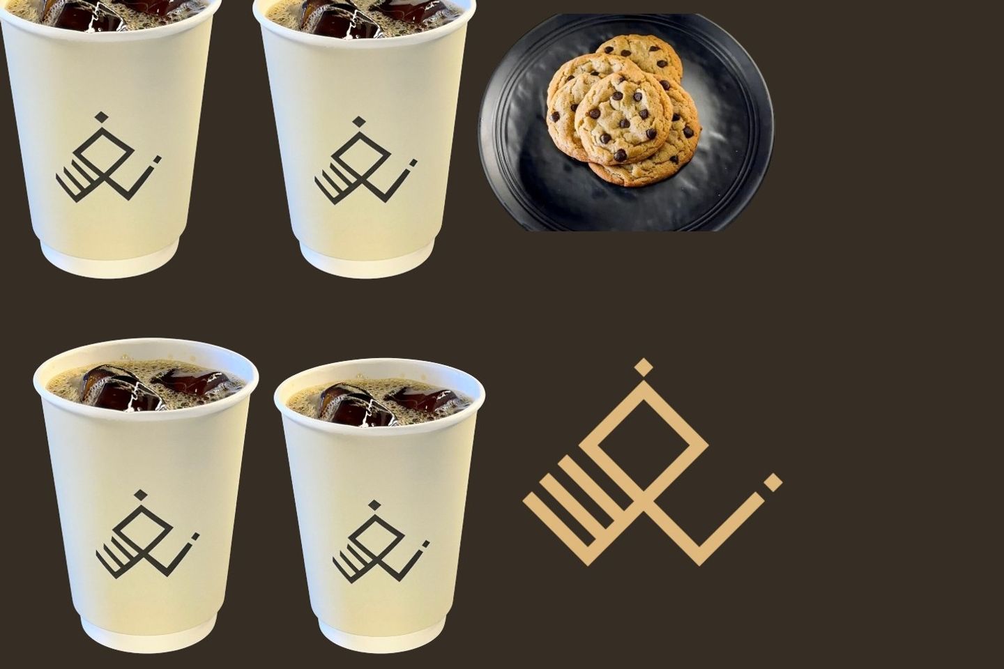 Four Coffee Of The Day And Four Classic Cookies