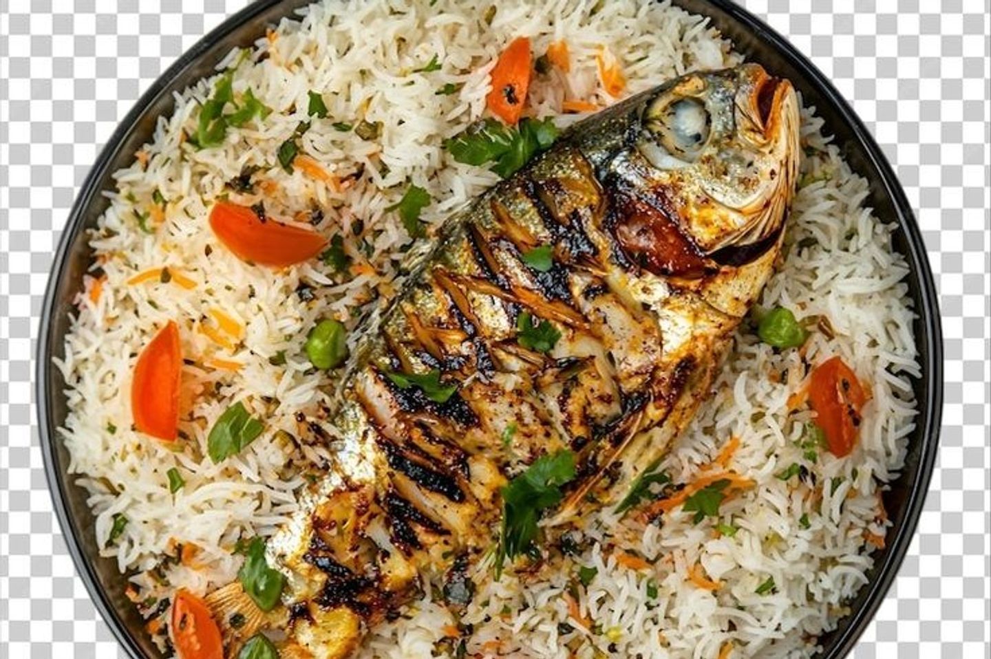 سمك مشوي مع رز
