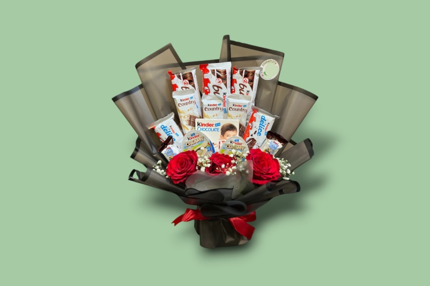 A Fan Shaped Chocolate Bouquet In Red And Black