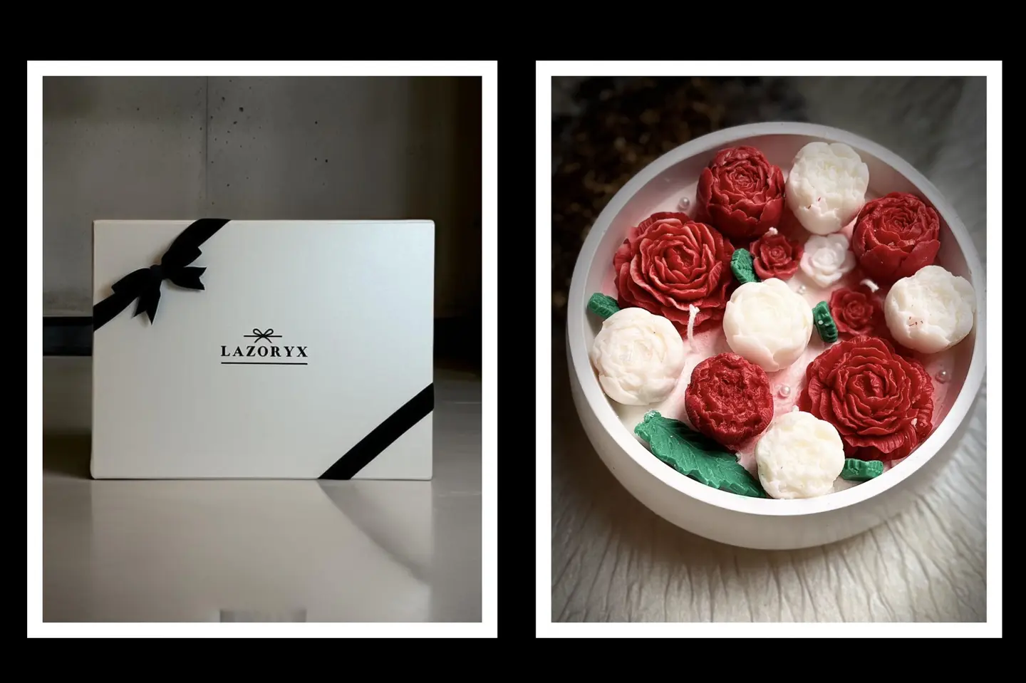 شمعة من الورود ذو اللون الأحمر المعطرة في بوكس هدايا فاخر