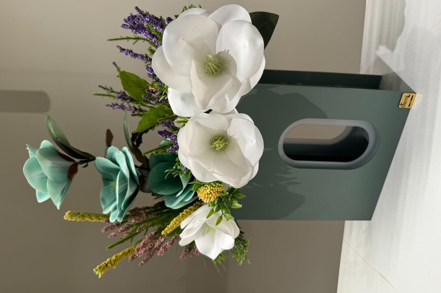 Wooden Vase With Artificial Flowers