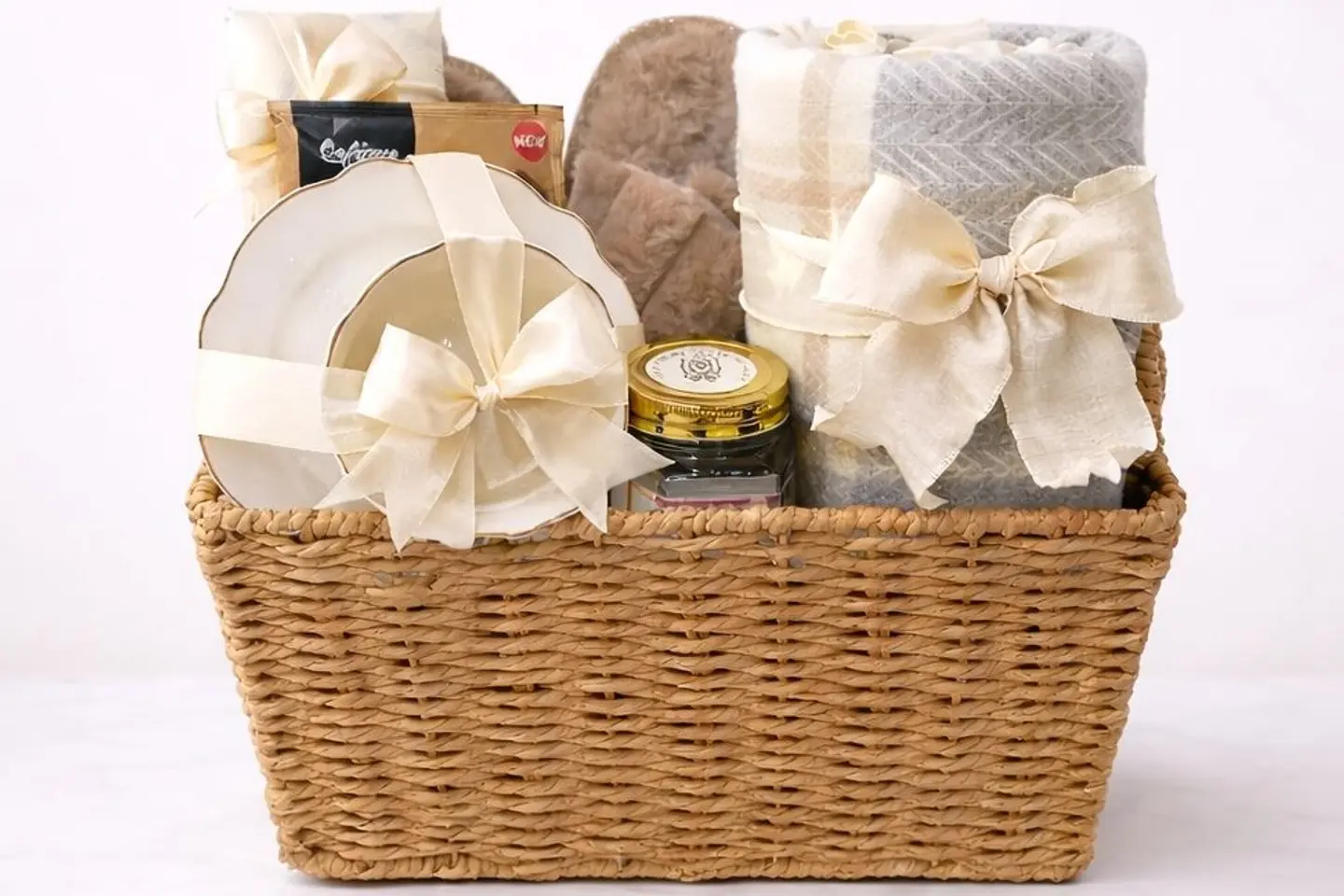 سلة شتوية باللون البني والرمادي