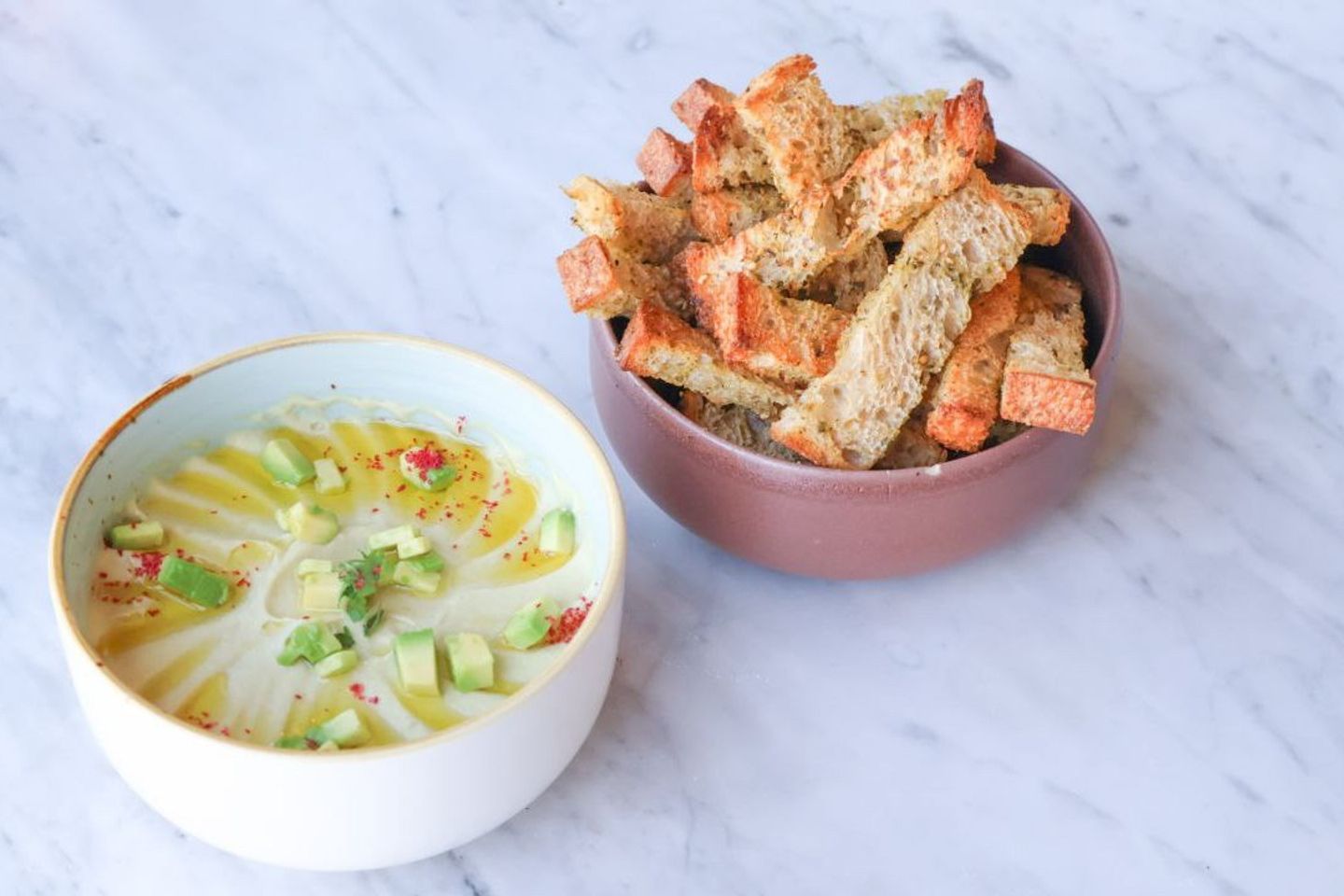 Avocado Hummus With Baked Sourdough Chip
