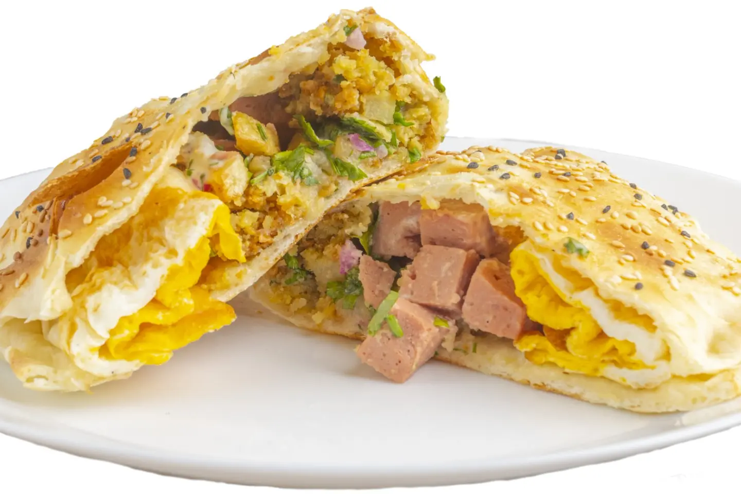 فطيرة بيت الفلافل الدمشقية / إضافة بيض مقلي مع مرتديلا