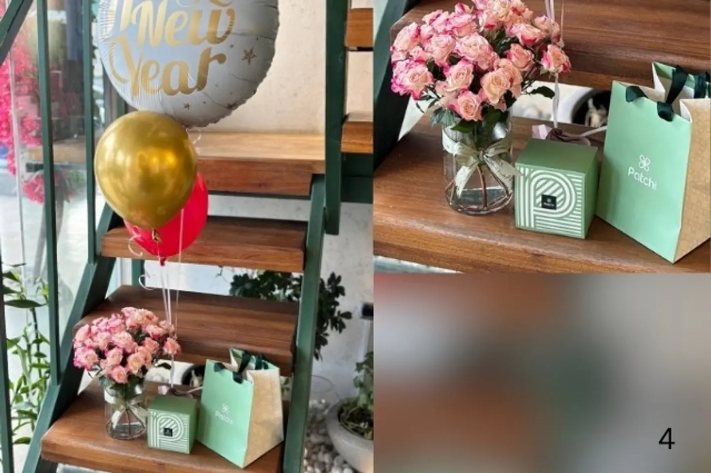 فازة ورد وردي وشكولاته باتشي وبالونات