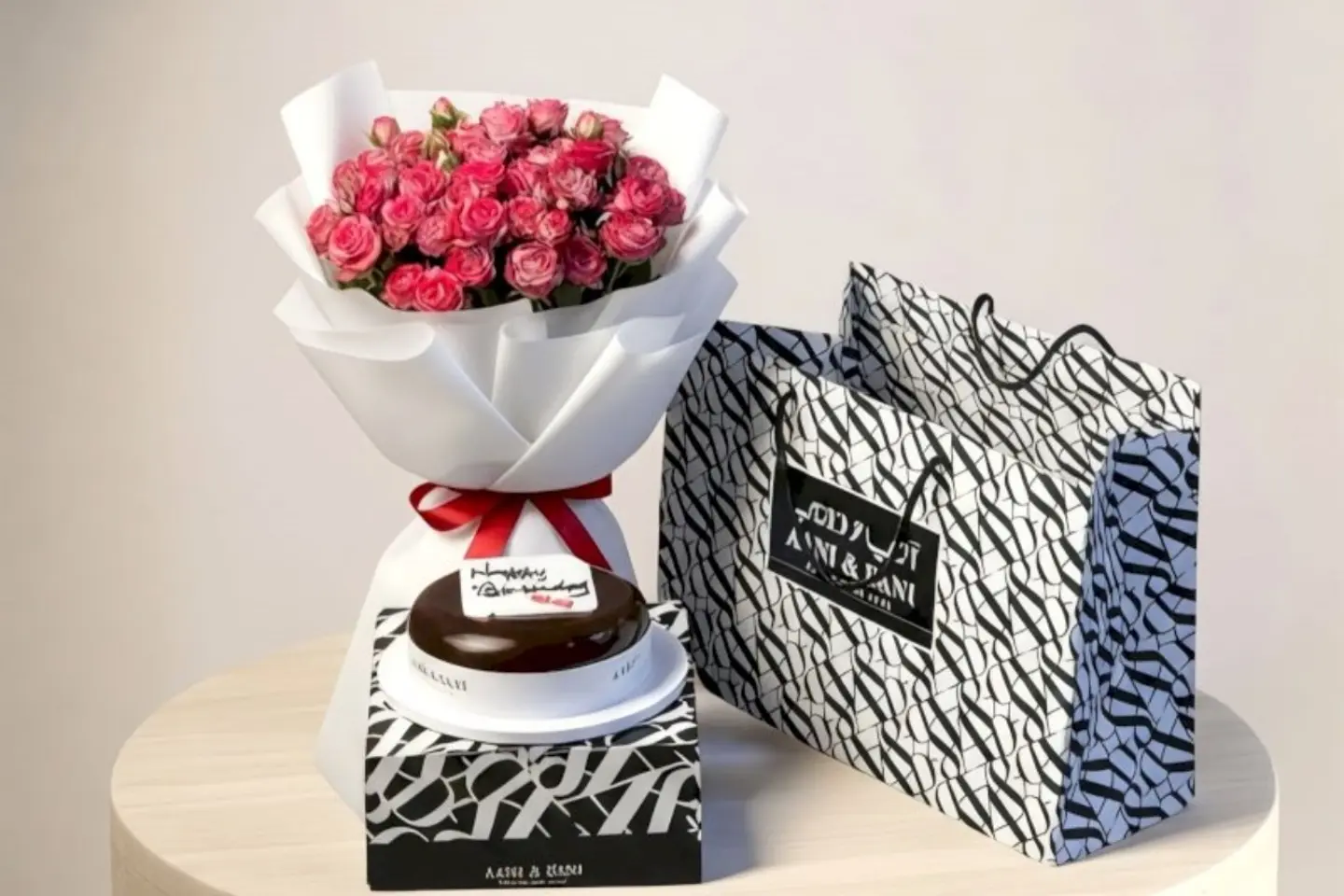 باقة ورد مع كيك اني وداني