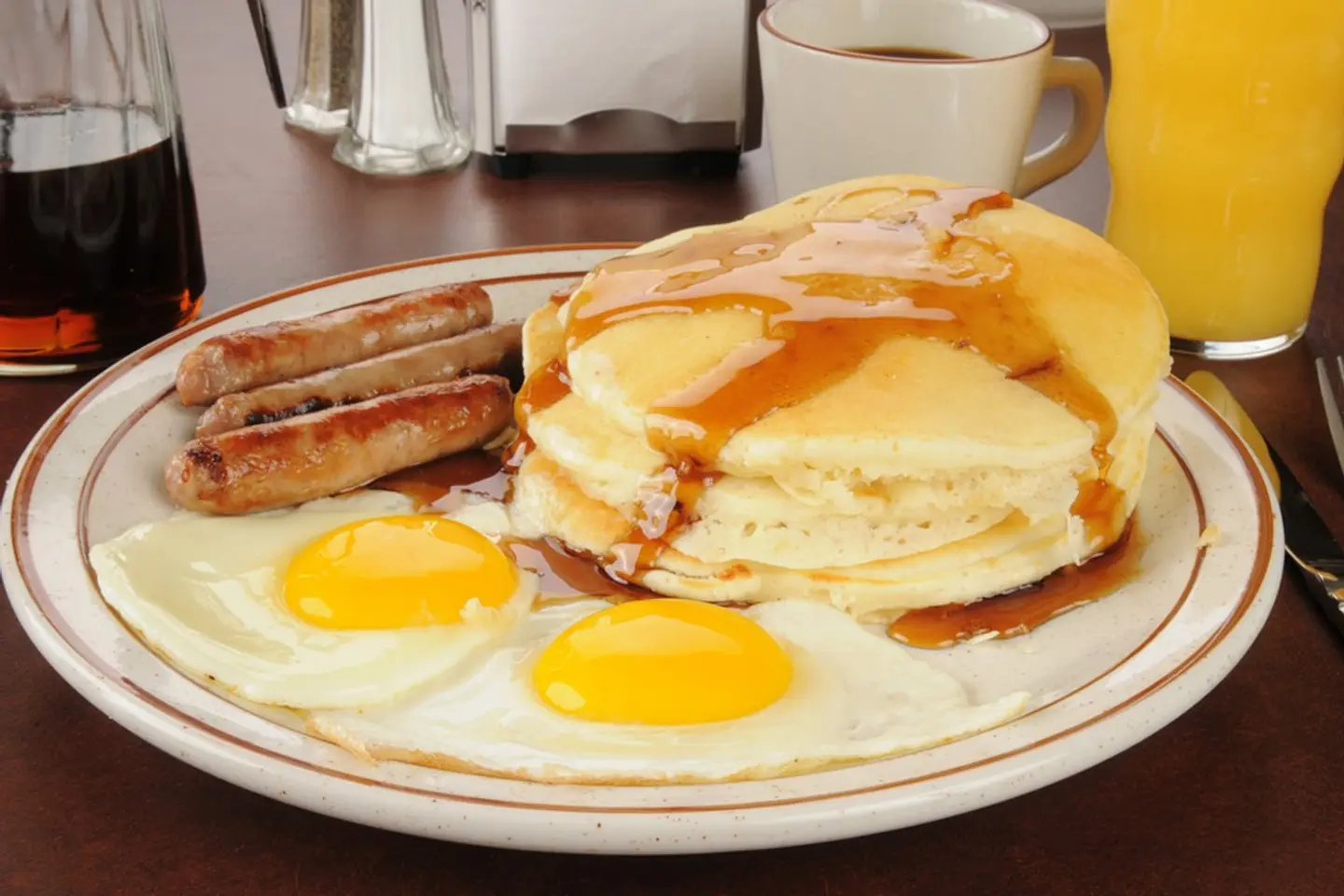 Pancake Fried Eggs And Sausage