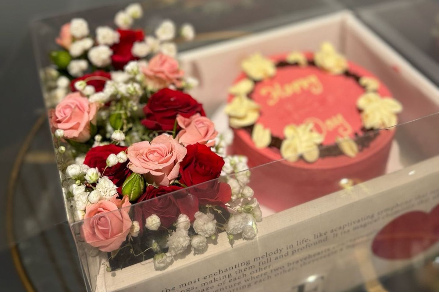 Cake With Flowers In A Love Heart Shape