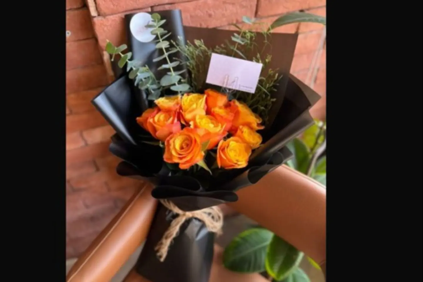 Orange Rose Bouquet   Black Cover