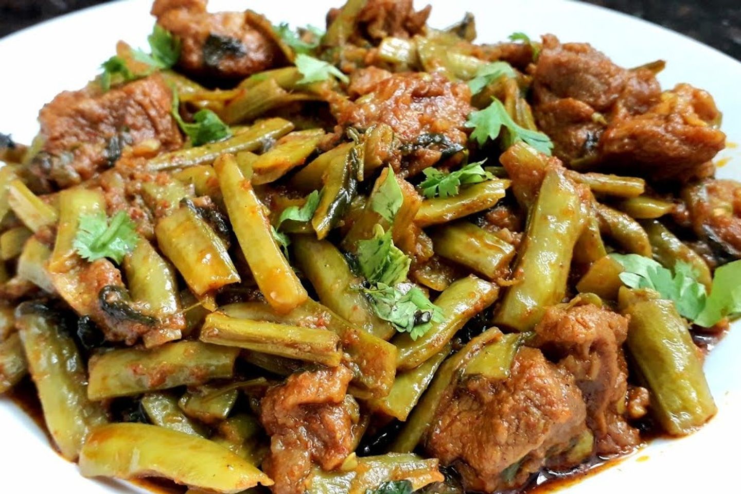 Gawar Phalli Mutton With Rice