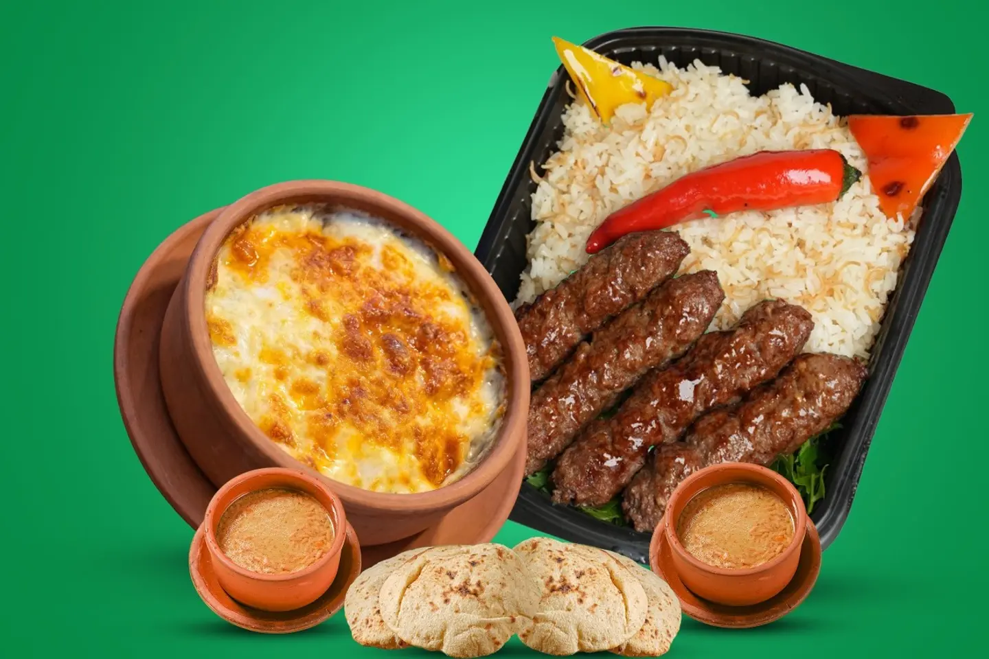 كباب لحم + بشاميل+٢ لسان