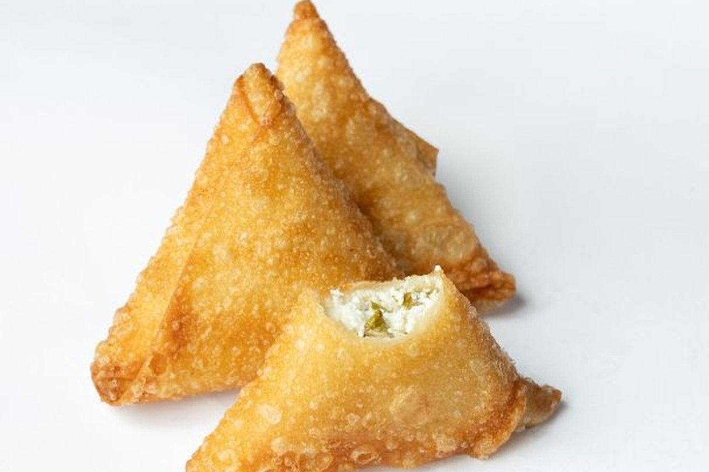 Three Pieces Of Feta Cheese Samosa