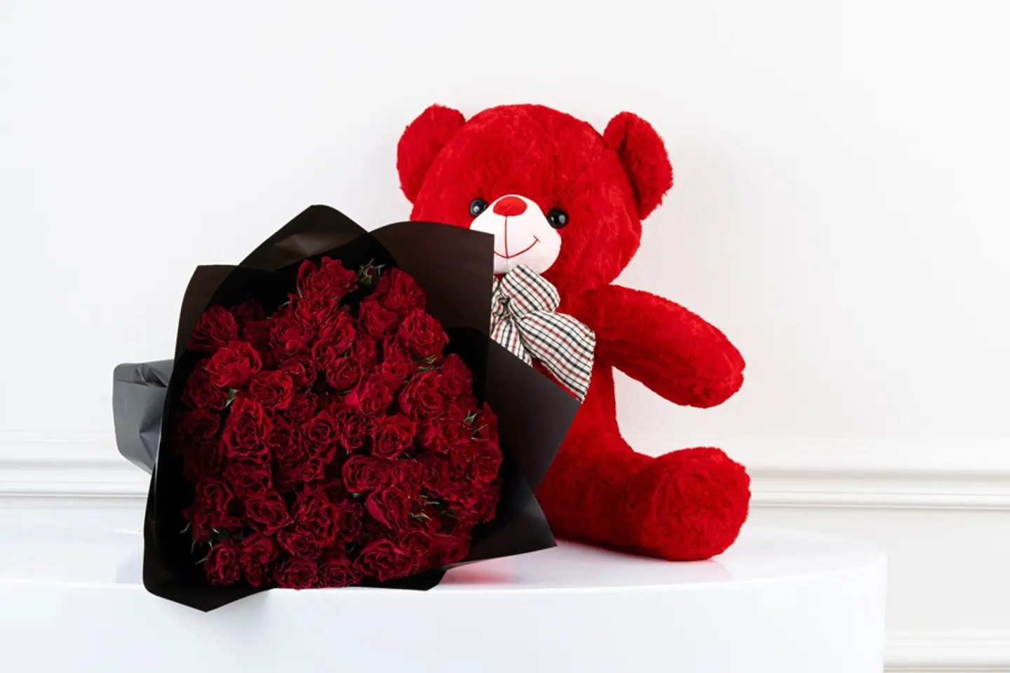 بوكيه ورد الأحباب – ورد روز ودبدوب احمر