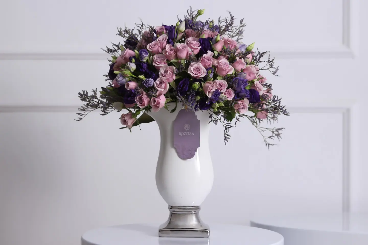 Baby Rose & Eustoma Vase – Pink Shades