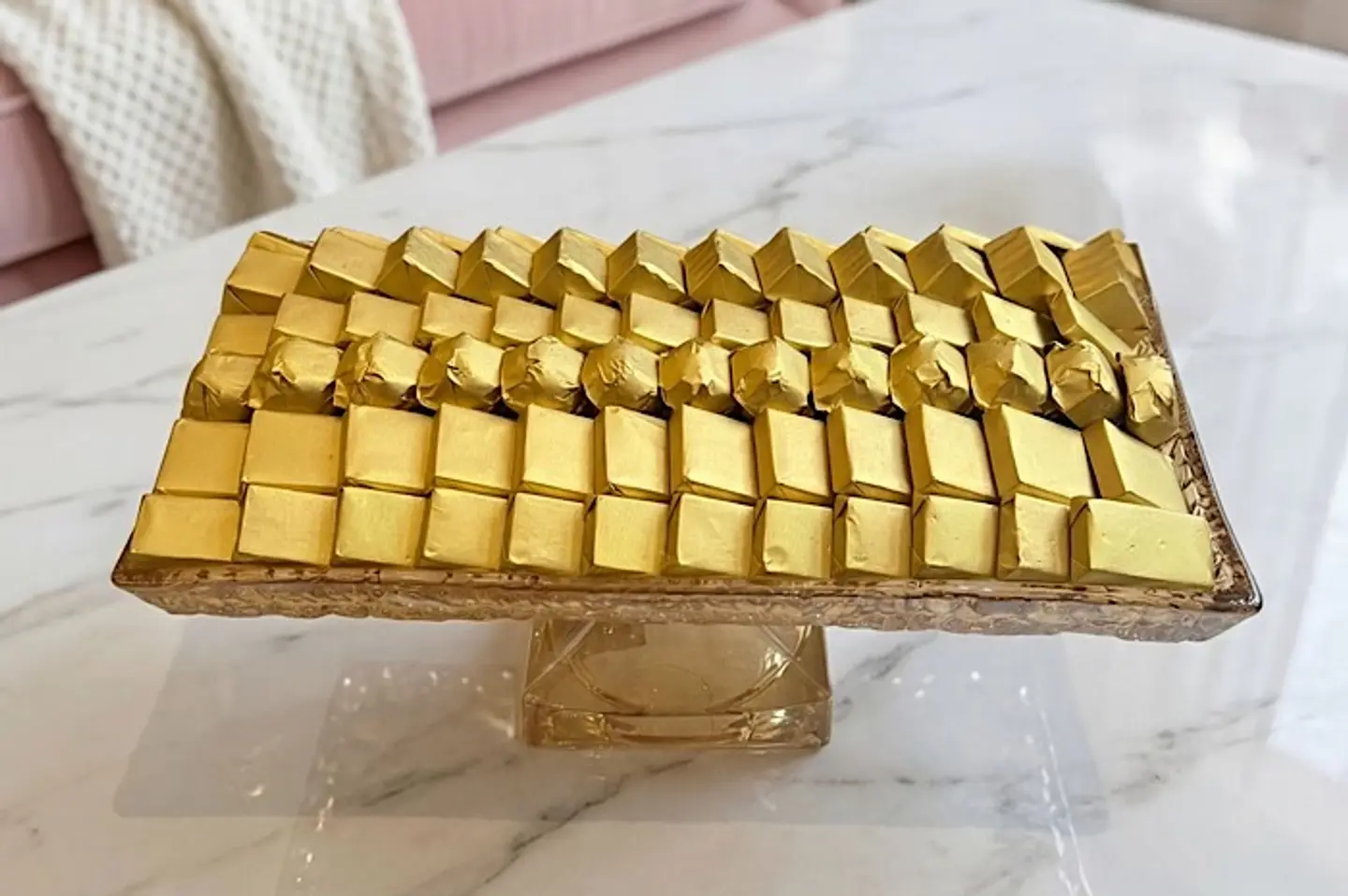 صينية شوكولا مغلف كرستال روز قولد