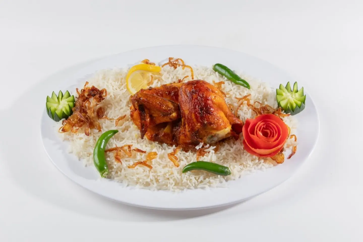 نصف دجاج شوايه مع الأرز