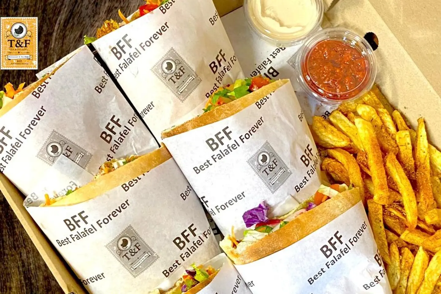 Box Tea And Family Falafel In Submarine Bread