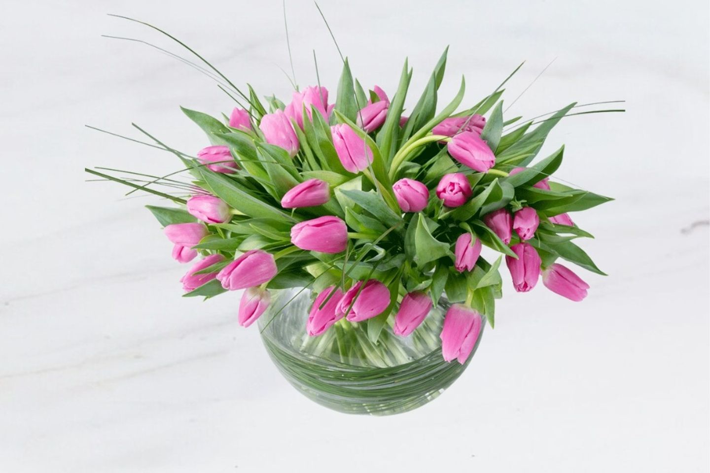 Tulips In Glass Fish Ball