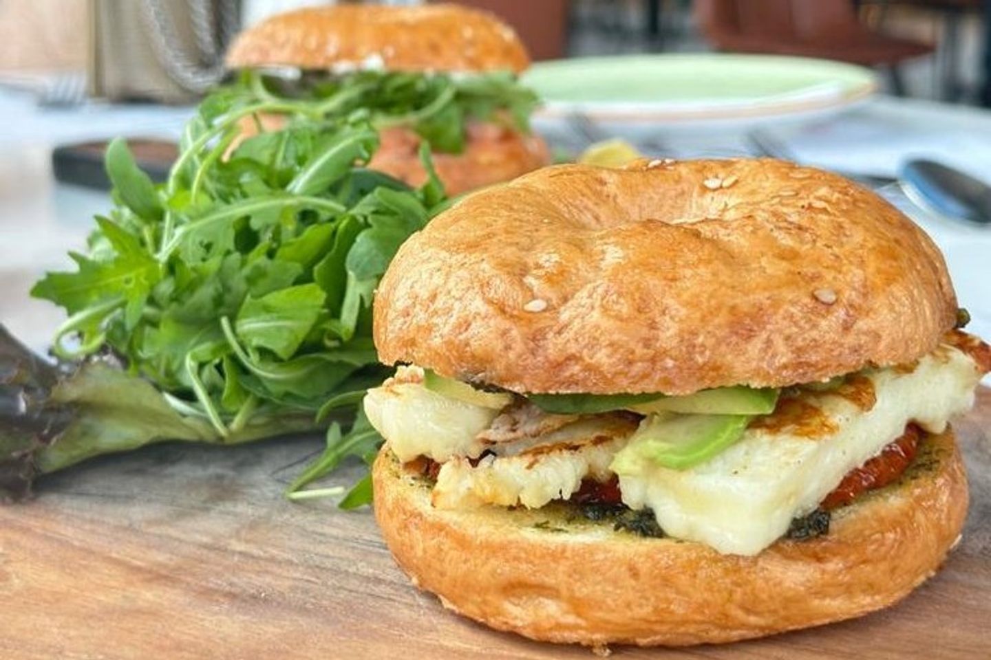 Grilled Halloumi Bagel