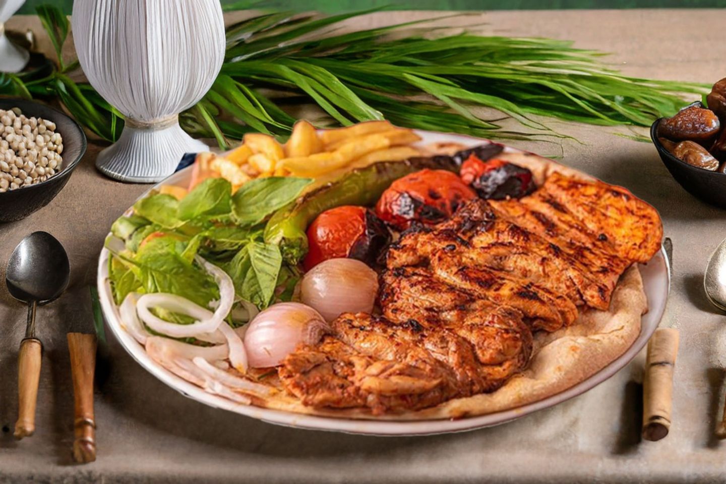 نصف دجاج مسحب مع بطاطا
