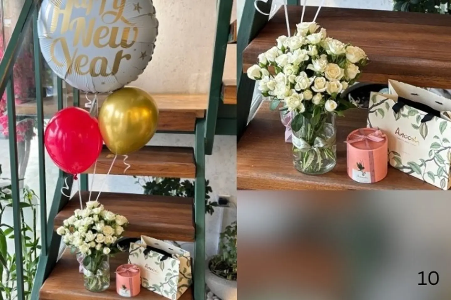 فازة ورد ابيض وشكولاته انوش