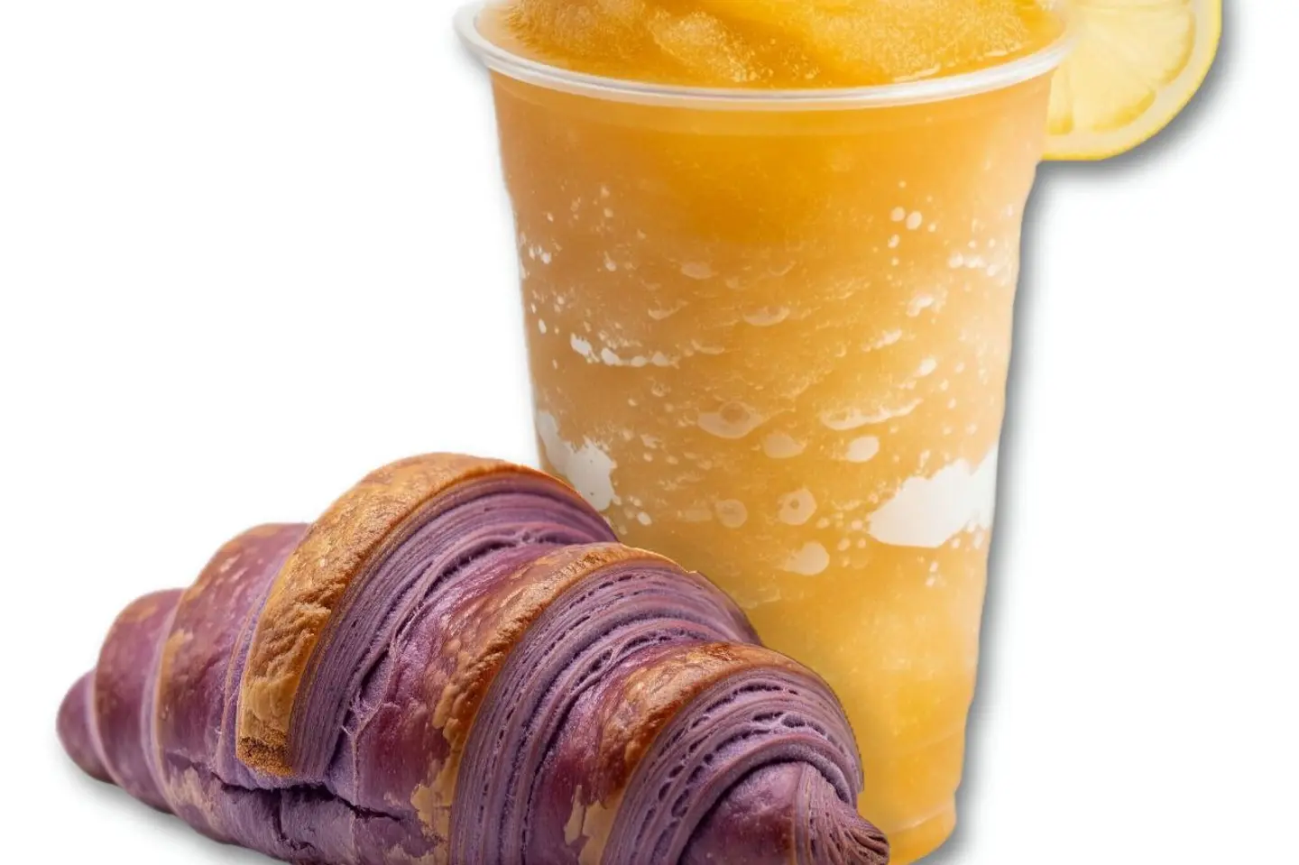 Purple Croissant With Cheese + Ice Tea Slush