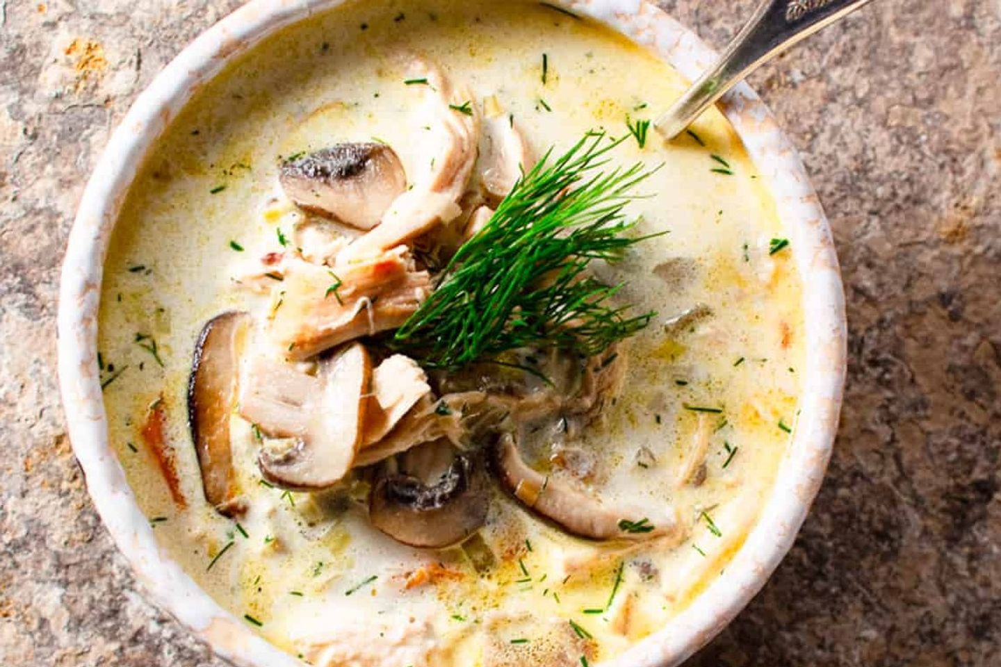 شوربة الدجاج مع الفطر