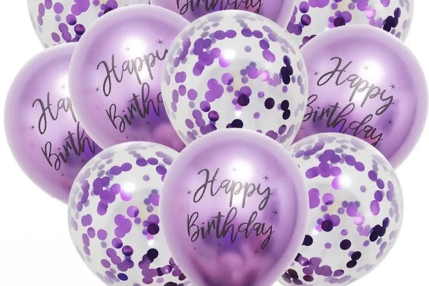 عدد ٢ بالون هابي بيرثداي - بالون بنفسجي غامق وبالون شفاف