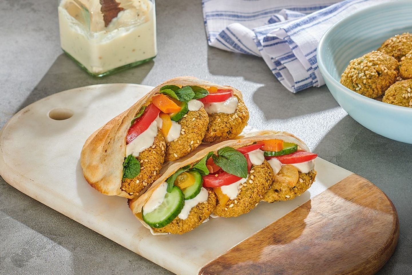 3 Egyptian Bread Sandwiches With Free Hummus Plate
