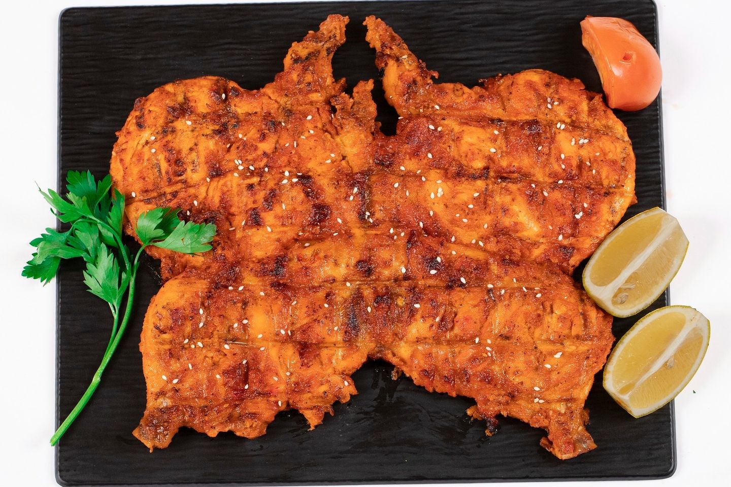 Half A Plain Chicken On Charcoal