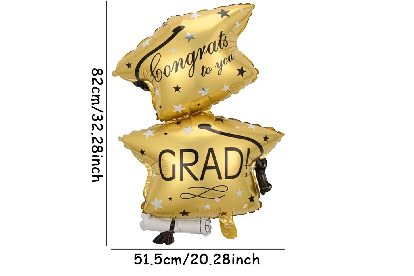 Golden Graduation Cap Balloon