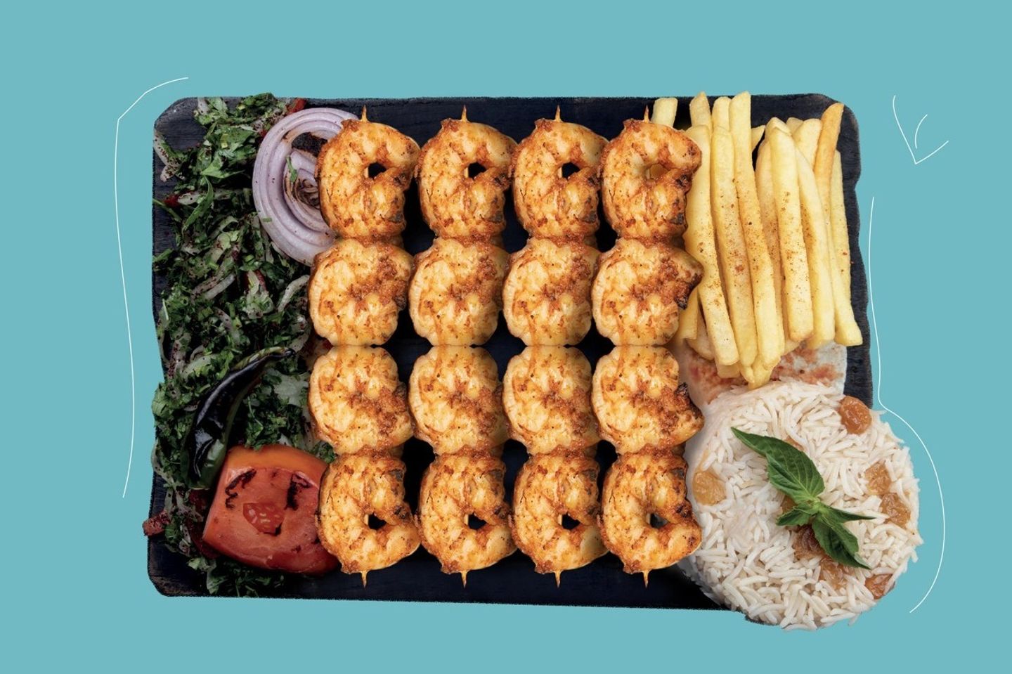 جمبري مشوي مع رز