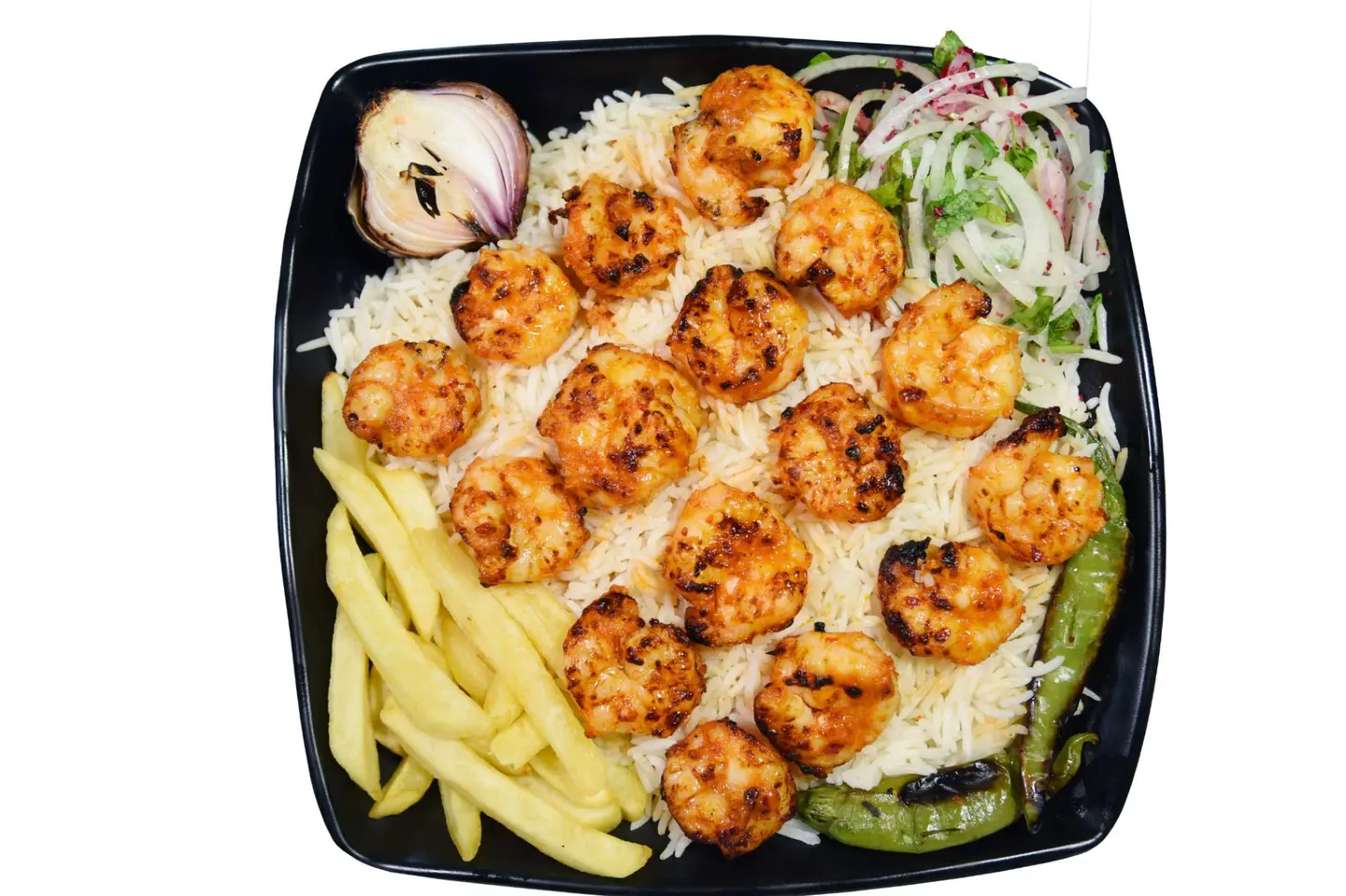 4 Shrimp Skewers With Rice