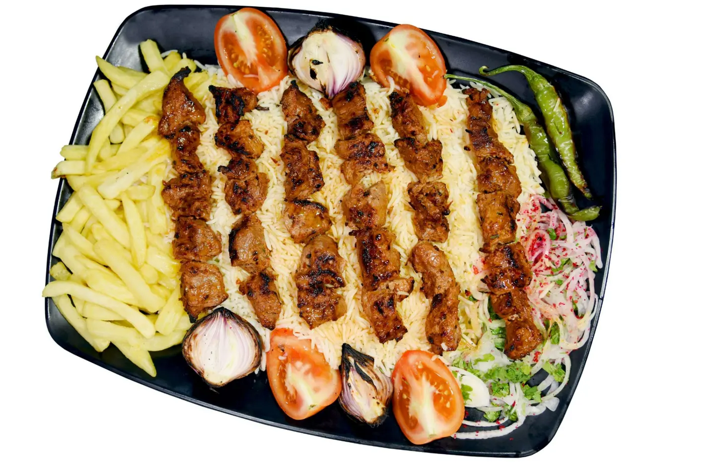 12 Skewers Of Meat Awsal With Rice