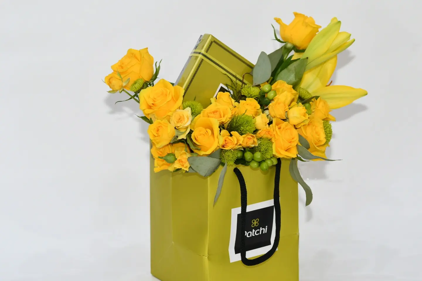 Baby Rose Flowers With Patchi Chocolate