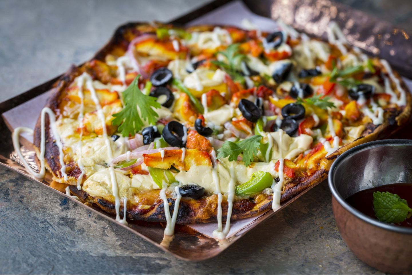Chicken Tikka Naan Pizza