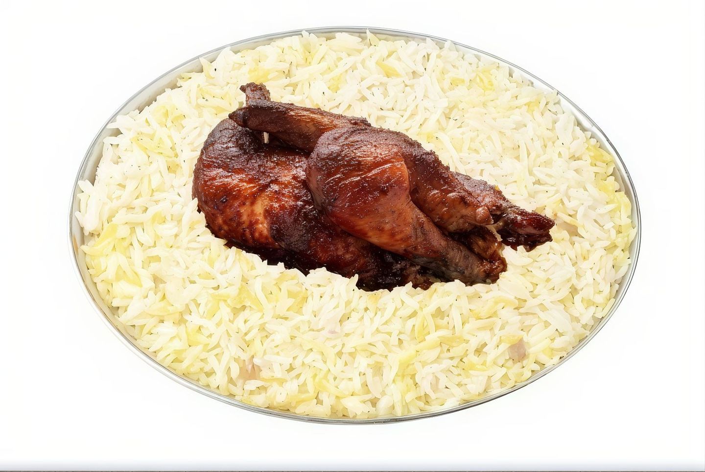 نصف حبة مع رز ابيض شواية