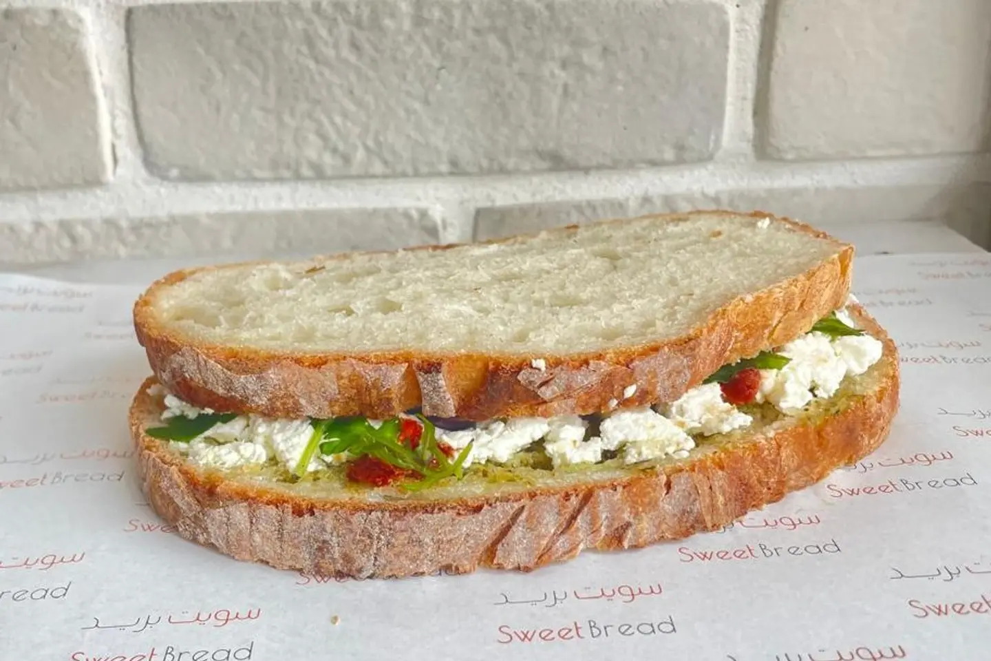 Feta Cheese Pesto Sourdough Sandwich