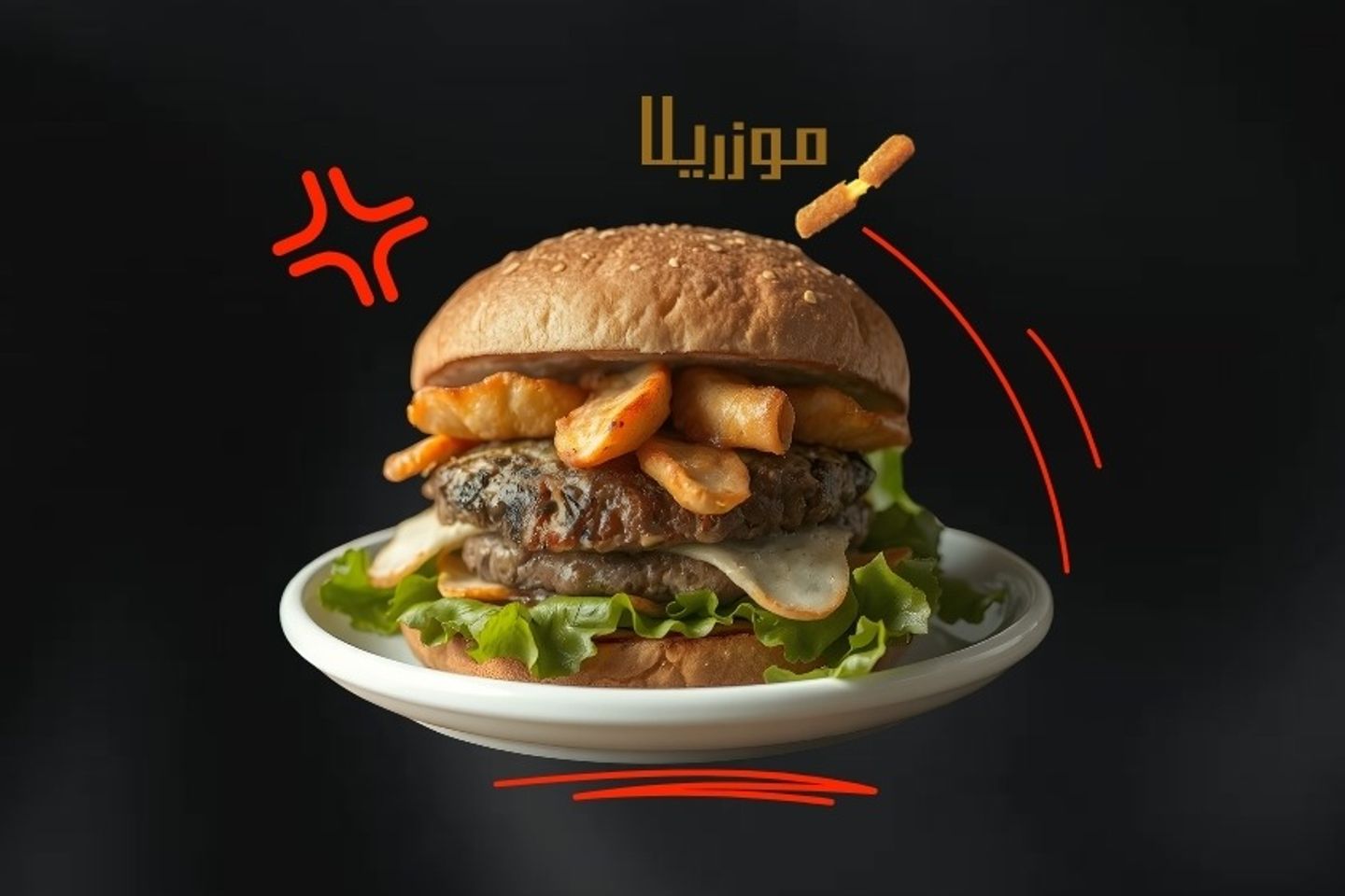 برجر موزريلا لحم