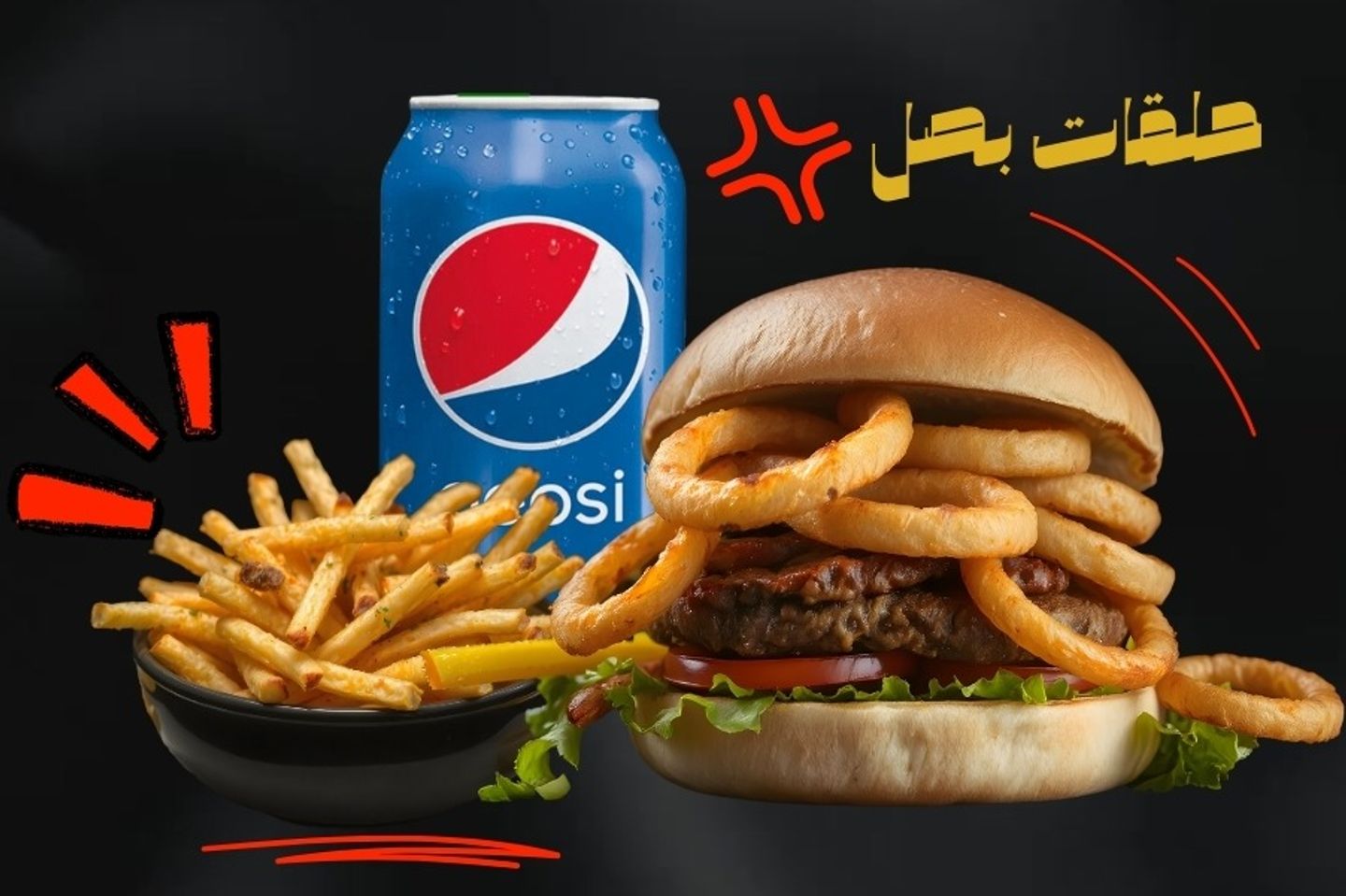وجبة حلقات البصل لحم