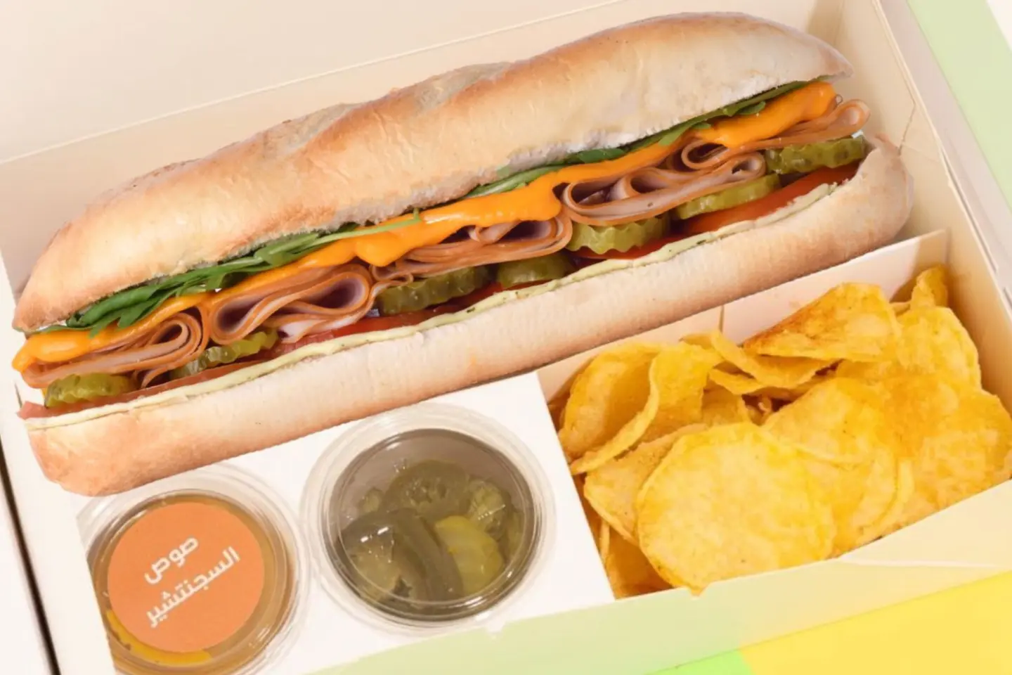 Smoked Turkey Sandwich - Meal With Cheddar Cheese Potato Chips And Appetizers