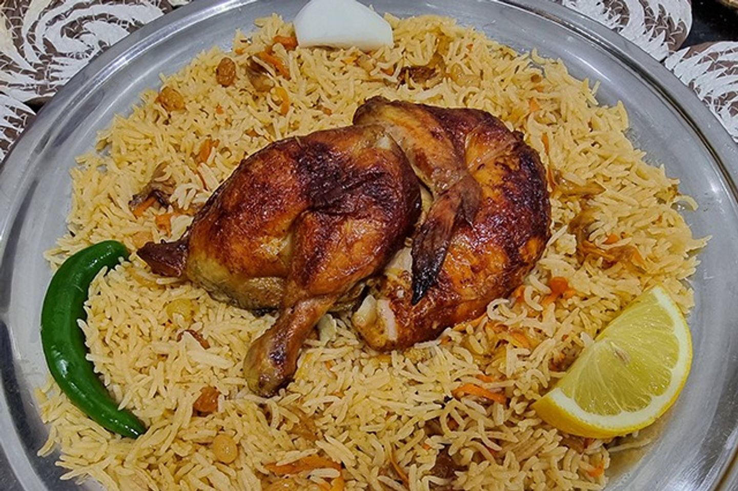 نص دجاج شواية مع رز