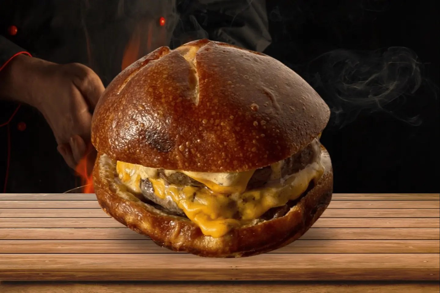 برجر لحم و حطب