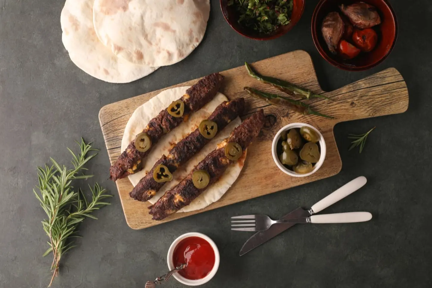 Meat Kebab With Cheese And Jalapeno