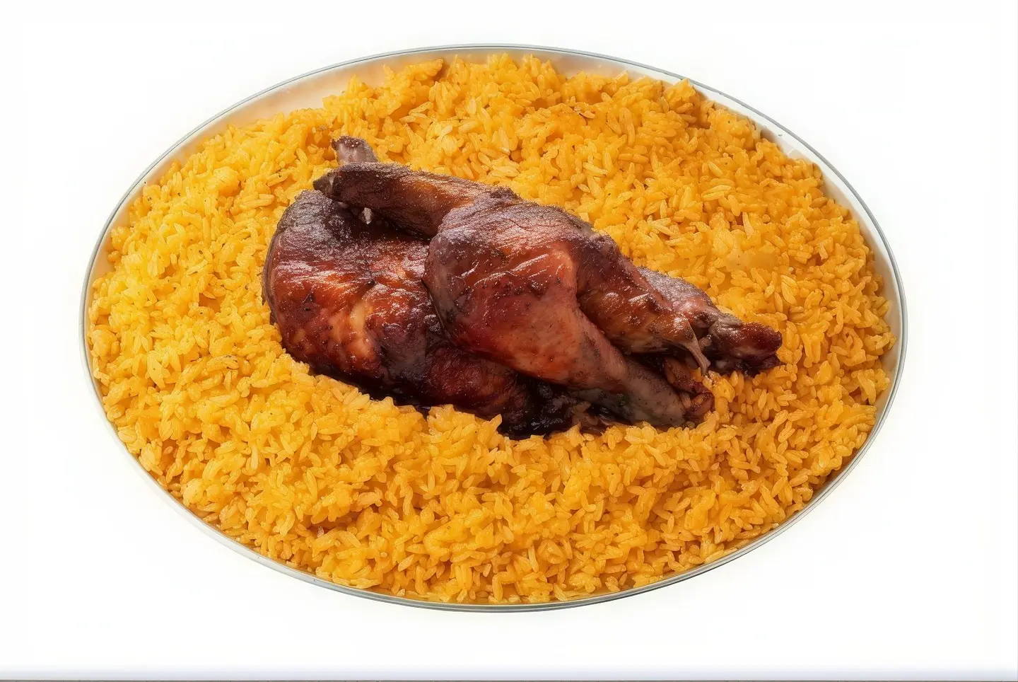 نصف حبة مع رز احمر شواية