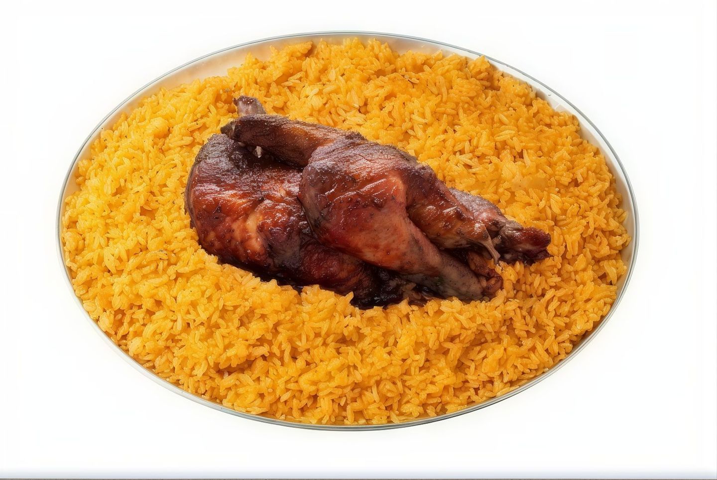نصف حبة مع رز احمر شواية